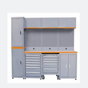 Garage storage cabinet with peg board